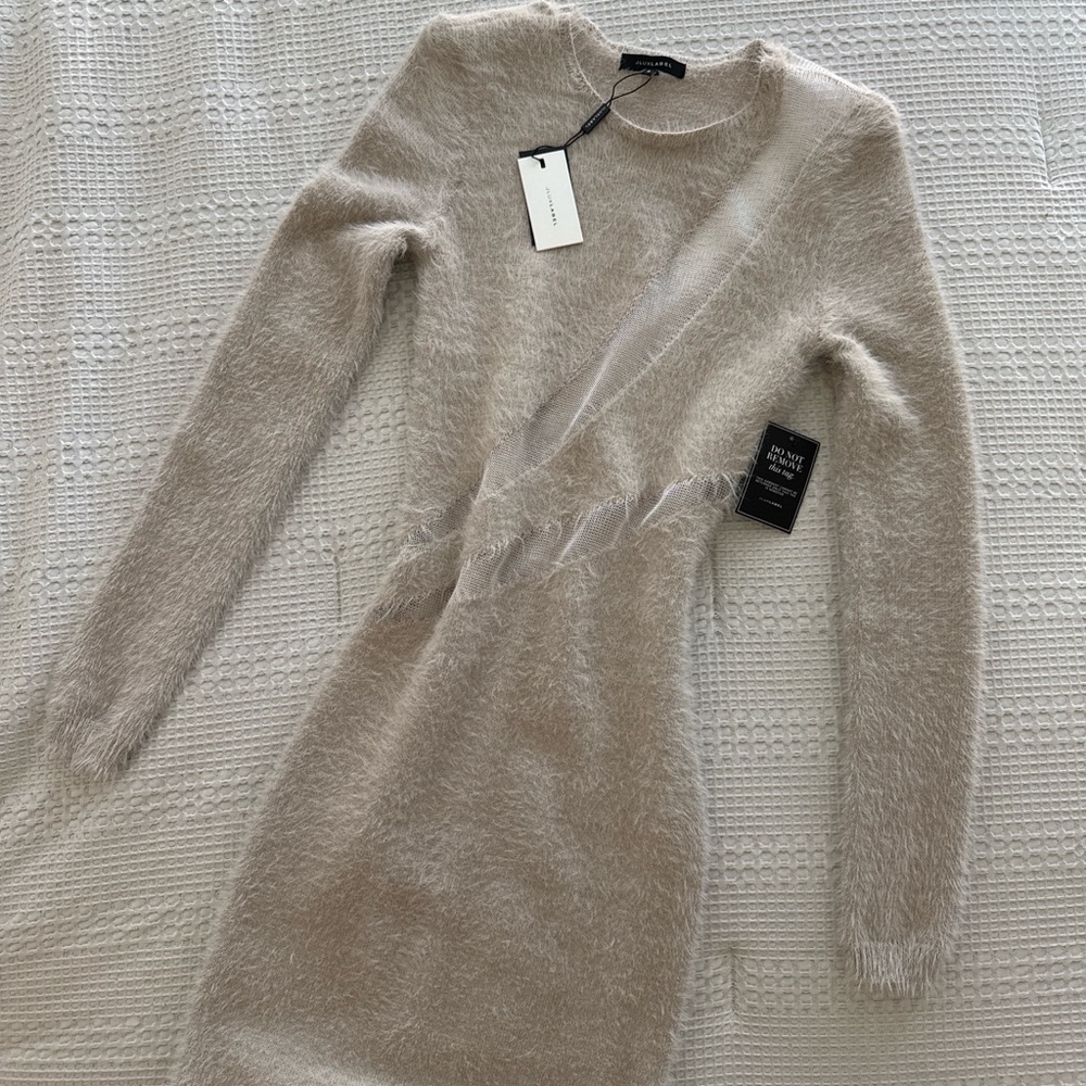 JLUXLABEL Elegant Beige Long Sleeve Dress